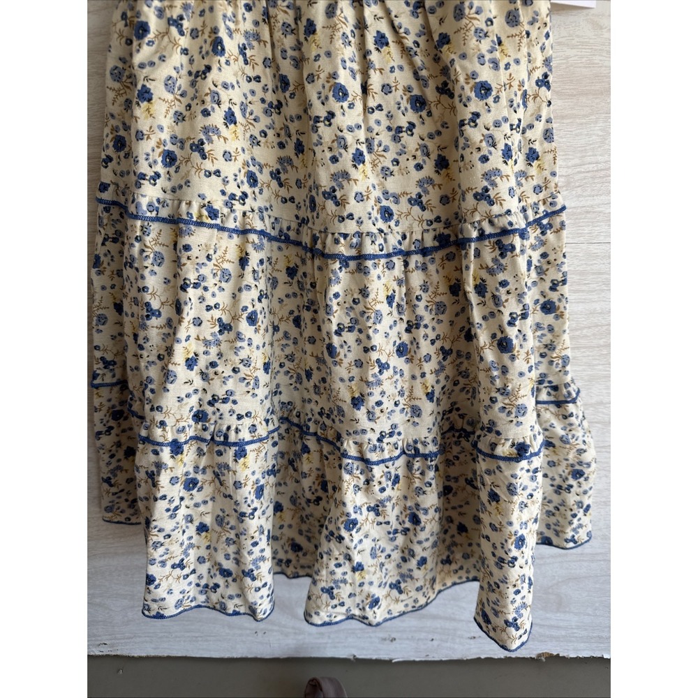 NWT JAPNA linen blend blue and white floral babydoll mini dress Sz XS - Picture 2 of 10